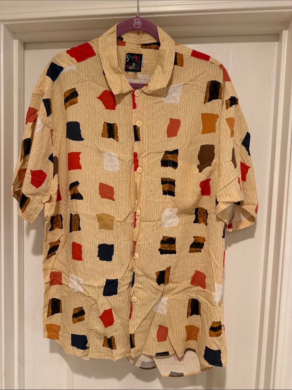 Vintage Jams World Geometric Casual Button-Down Shirts for Men Size XL